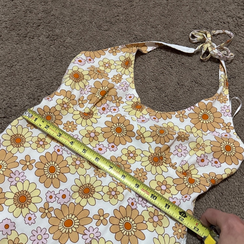 Retro Vibes Hollister Halter Style Sundress-Sz M-Tan/Yellow/Pink/White-Lined-EUC - Picture 10 of 14